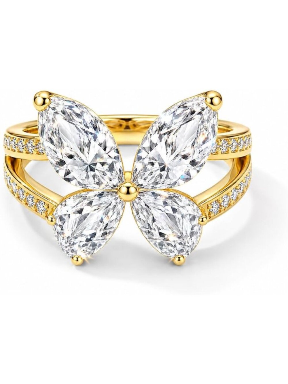 Dainty 14K Gold Plated CZ Cross Ring for Women - Sterling Silver Jewelry Gift